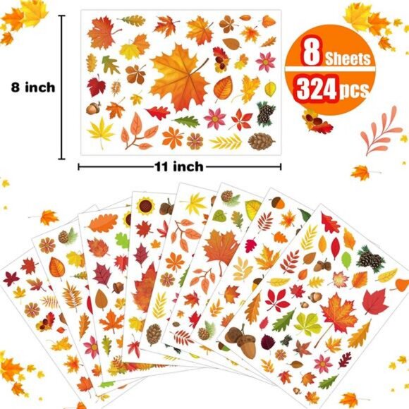 Fall Decorations - Thanksgiving Window Clings for Glass, 324 PCS Window - Picture 3 of 7